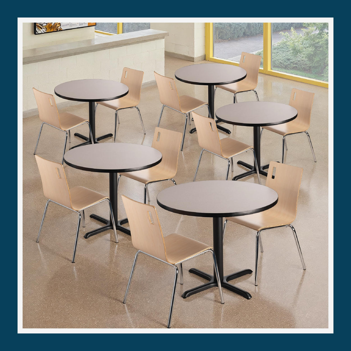 Round 36 in Diameter 30 in Dining Height Black Frame Gray Laminate Cafe Table H7974