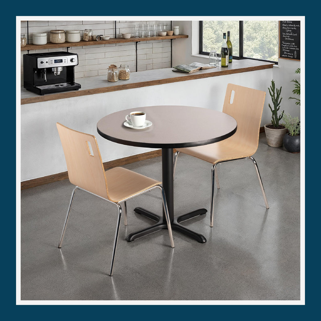 Round 36 in Diameter 30 in Dining Height Black Frame Gray Laminate Cafe Table H7974